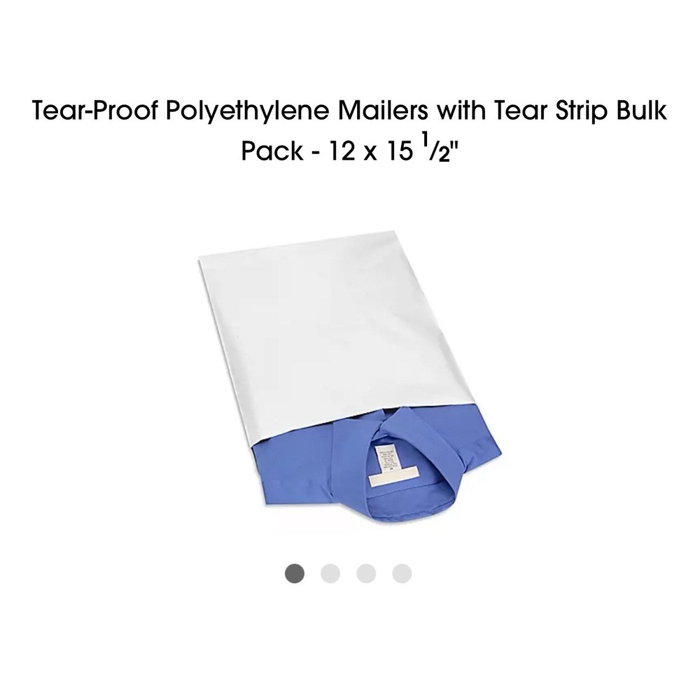 ULINE Tear-Proof Polyethylene Mailers with Tear Strip 50pc pack   - 12 x 15 1⁄2"